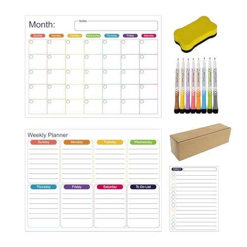 Calendrier magnétique pour réfrigérateur et tableau effaçable réutilisable
