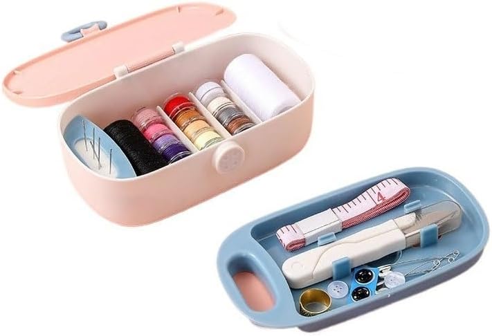 MVNOIRE Plastic Portable Needle Thread Kit Home Sewing Bag Hand Tools Storage Large Capacity Box