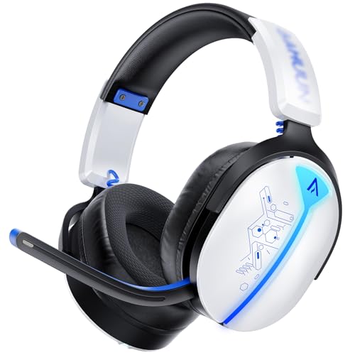 Buwnia Wireless Gaming Headset, Ps5 Headset for PC Ps5 Ps4 Switch, 2.4GHz Lossless Audio Gaming Headsets, Bluetooth 5.3 Gaming Headphone with Noise Canceling Mic & 40H Battery, RGB Light