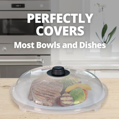 Image of HOVER COVER Tall Magnetic Microwave Splatter Cover for Food, 12 Inch-Black