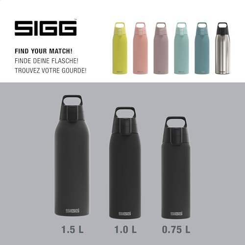 SIGG - Edelstahl Trinkflasche - Shield ONE Black - Für Kohlensäurehaltige Getränke Geeignet - Auslaufsicher - Federleicht - BPA-frei - Outdoor & Fitness - Schwarz - 1L