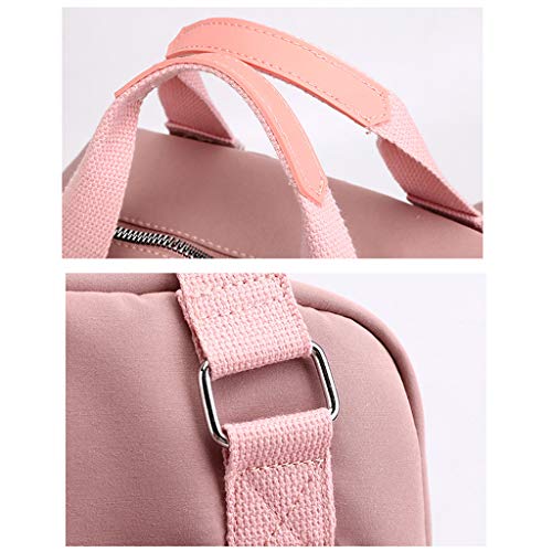 Moda Feminina Lona Mochila Ombro Bolsa Casual Esporte Trabalho Bolsa Sacola - Rosa
