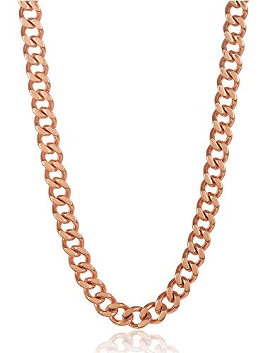 Gold Plated Stainless Steel 4.5-5MM Cuban Curb Link Chain Necklace-Stainless Steel Necklace and Gold Plated Chain (5MM Rose Gold, 24)