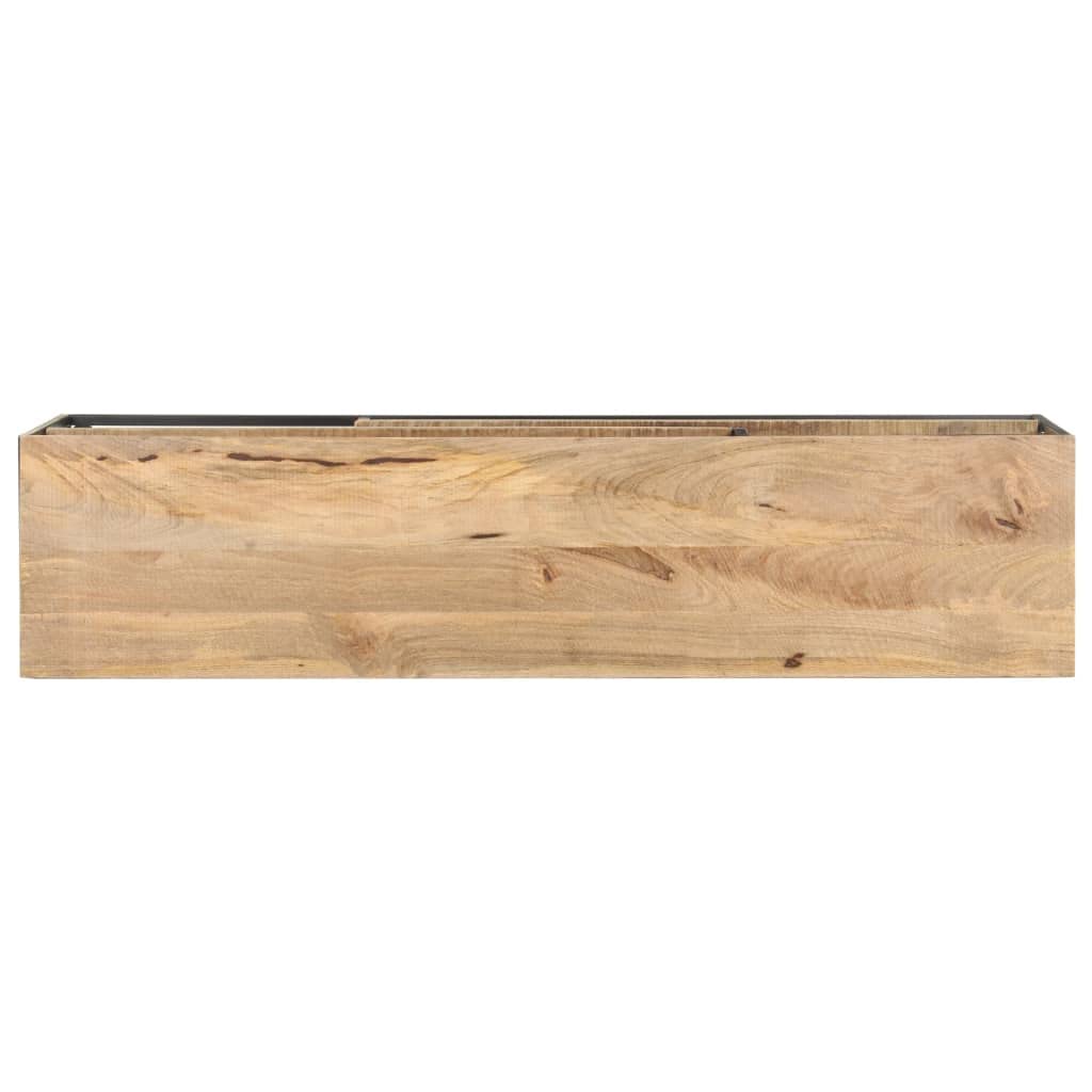 Mobile TV in legno di mango grezzo, 130 x 30 x 45 cm, stile industriale, telaio in acciaio, 3 ripiani, mobile multimediale e stereo