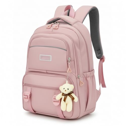 Mochila Bolsa Feminina Fofa Leve Resistente Impermeável Escolar Faculdade Dia a Dia (Rosa)