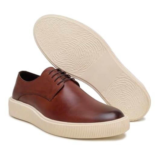 Turunelli Calçados | Derby Masculino Solado Konna Off White | Couro Cor Whisky, Sapato Social em Couro Bovino Legítimo, Forrado em Couro, Palmilha em Gel, Solado Micro Expandido Off White, Cadarço Encerado, Numeração 37-45 (BR, Adulto, Numérico, 39)
