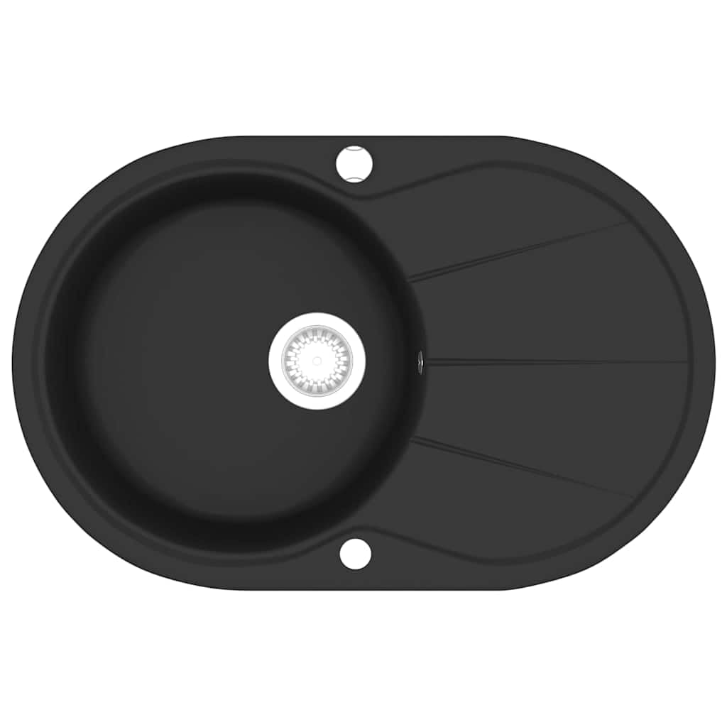 Granite Kitchen Sink Single Basin Oval Black 8718475601135