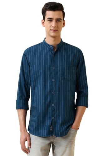 Image of Allen Solly Men's Casual Mandarin Collar Shirt | Regular Fit | Contemporary Design | Smart Casual Wear