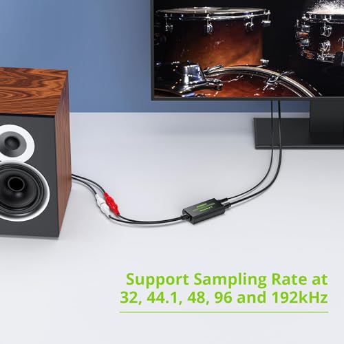 Image of LiNKFOR 192kHz DAC Converter Digital to Analog Converter Digital Optical SPDIF Toslink to Analog Stereo Audio RCA L /R Audio Adapter with Optical Cable for HDTV Blu Ray DVD Amps (RCA Female)