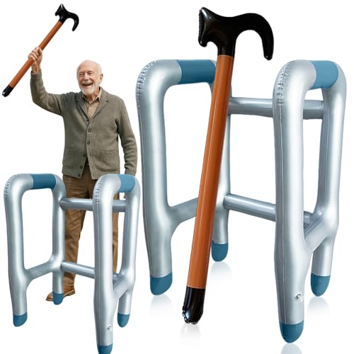 Rollator Aufblasbar und Aufblasbarer Gehstock Set Aufblasbare Gehhilfe, Aufblasbare Kostüme für Karneval Fasching oder Rente Cosplay, Lustiges Kostüm als Opa Oma Geschenk für Geburtstagsstreiche Rollator Aufblasbar und Aufblasbarer Gehstock Set Aufblasbare Gehhilfe, Aufblasbare Kostüme für Karneval Fasching oder Rente Cosplay, Lustiges Kostüm als Opa Oma Geschenk für Geburtstagsstreiche