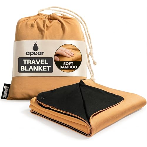 16-in-1 Compact Travel Blanket with Bag – Reversible, Ultra Soft Bamboo Airplane Blanket with Hidden Pocket – Packable for Flights & Travel Essentials (Semi-Weighted, Double Layer)