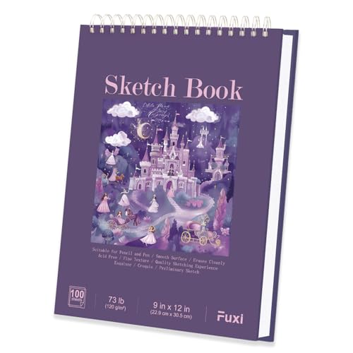 Image of Purple Sketch Book for Women - 9 inchx12 inch Girls Sketchbook, 100 Sheets (73lb /120gsm) Drawing Paper for Kids, Art Supplies for Girls Ages 8-12, Beginners, and Adults, Mothers Day Gifts,1-Pack.