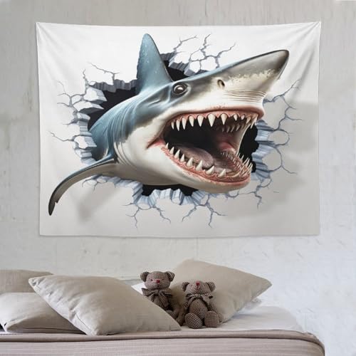 Tenture murale requin en tissu 150x200cm comme tapisserie de chambre