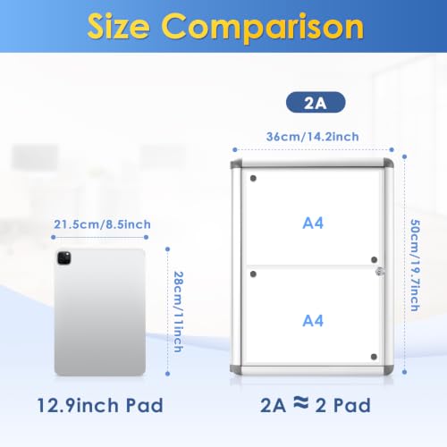 Image of Swansea Enclosed Bulletin Board Dry Erase Noticeboard Lockable Display Boards White with Aluminium Frame 20x16inch(2xA4)