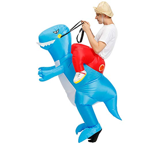 Inflatable Rider Costume Riding Me Fancy Dress Funny Dinosaur Unicorn Funny Suit Mount Kids Adult (Child(90-140CM), Blue)