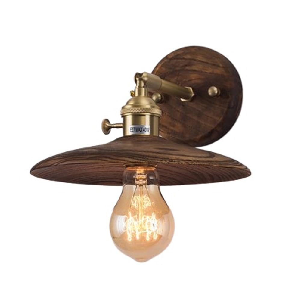 SMCCYYSD Black Farmhouse Wooden Wall Lamp, Retro E27 Adjustable Fixture, Amen Industrial Style Sconce Lighting for Bedroom, Restaurant & Living Room – Vintage Hanging Light (A 20cm)