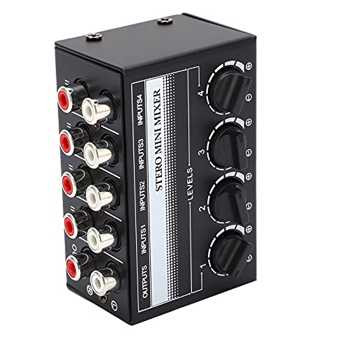 Yctze Stereo Mini Mixer Controlador de Señal de Audio Pasivo - Hub de 4 Canales para Rendimiento al Aire Libre con Control de Volumen, 4 Entradas y Salidas miniatura 4
