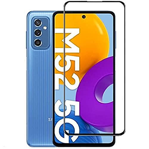 Image of ZARALA Tempered Glass Screen Protector Compatible for (Black) with Edge to Edge Coverage and Easy Installation kit (Samsung Galaxy M52 5G)