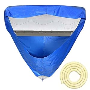 Bolsa de lavado para limpieza del aire acondicionado, tapa de pared para aire acondicionado con boquilla de drenaje y manguera de agua impermeable antipolvo
