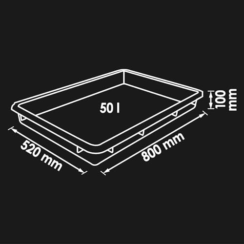 ViGOR V5488 Mehrzweckwanne I 80 x 52 x 10 cm große Lauge- und säurefeste Auffangwanne mit 50l Volumen für universellen Einsatz I aus TÜV-zertifizierter Produktion nach DIN ISO 16901