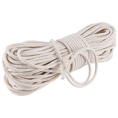 FAATCOI Baumwollseil, 1/4 Zoll geflochtenes Makramee-Seil, 4,5 m lange Wäscheleine Schnur für DIY Handwerk Traumfänger Wandschmuck Strickseil Körbe Wandteppich Weiß Cover