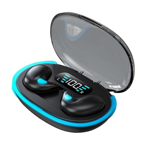 LUCKKY Bone Conduction Sleep Bluetooth Headset, In-Ear 5.3 Wireless Noise Cancelling Sports Earphones, Sleep Wireless Headphones, Fitness Headphones with LED Digital Display Charging Case (Black)