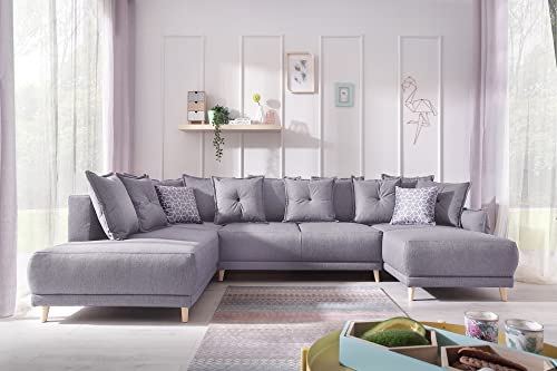 Bobochic - Lena - Canapé d'angle panoramique Convertible Gauche - L312x90x155/190cm