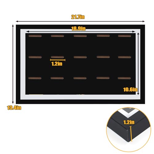 Image of Marathon Medal Display, 15 Medals Display Case Shadow Box Frame | 21.7x13.4x1.2 in, Black, Solid Wood+Tempered Glass, Wall Mount, Large Medal Display Shadow Box for All Medal