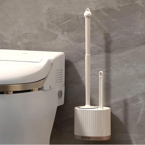 Image of HomeCloud Wall Mounted Silicone Toilet Brush | Soft Bristle Bathroom Cleaning Brush with Holder | Modern Japanese Design | Quick-Drying & Hygienic (White)