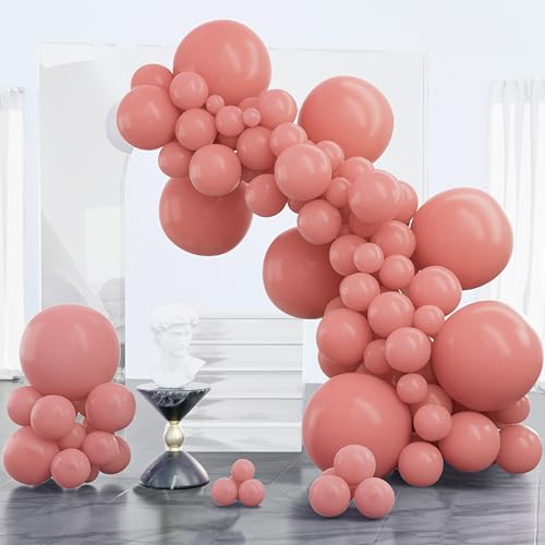 Image of PartyWoo Dusty Pink Balloons 100pcs Different Sizes of 18 12 10 5 Inch Blush Pink Dusty Rose Boho Netural Balloon Arch Kit Garland for Baby Shower Princess Girl Birthday Party Decorations Pink-F01