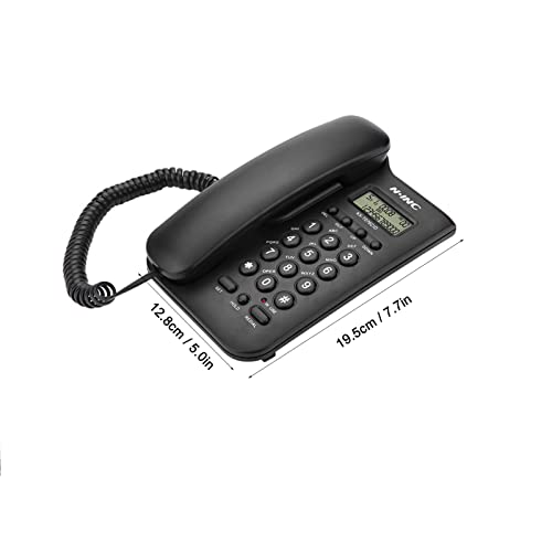 Yunir Teléfono Fijo con Cable, teléfono de Escritorio y teléfono con Cable montado en la Pared, Dual FSK/DTMF, para el hogar, el Hotel y la Oficina(Negro)