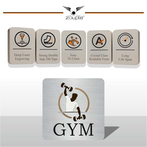 Image of GYM Sign, 6x6 Inch, Durable Steel, Self-Adhesive