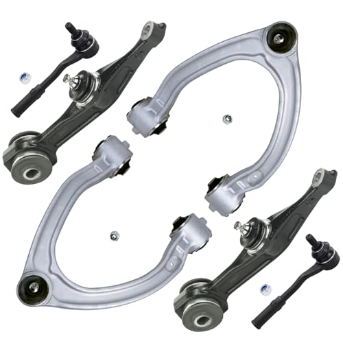 Image of Detroit Axle - Front End Control Arms Tie Rods for Mercedes-Benz CL500 | CL600 S430 S600, CL55 CL65 S55 S65 AMG, 4 Upper Lower Control Arms with Ball Joints Assembly 2 Outer Tie Rods Replacement