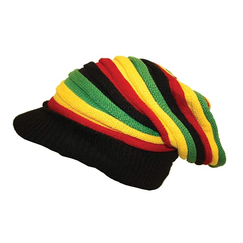Gorro estilo Bob Marley Rasta Reggae gorro largo con pico de nuevo en bolsa sellada Slouch Baggie Rastafarian