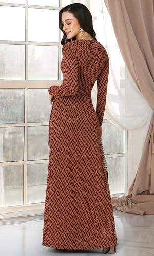 Image of KOH KOH Womens Long Sleeve V-Neck High Slit Cocktail Evening Gown Maxi Dress