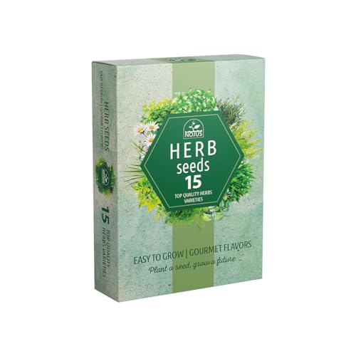 Nojus - 15 Garden Herb Seeds Collection | Indoor & Outdoor Growing Kit | Non-GMO Culinary and Aromatic Herbs Variety Pack