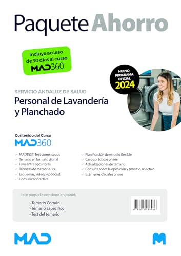 Curso MAD360 6 meses Personal de lavandería y Planchado del Servicio Andaluz de Salud + Libros papel