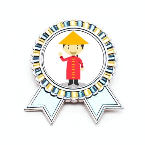 Broche rouge pour robe chinoise en métal médaille dessin animé taille M
