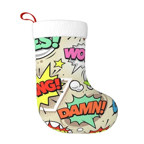 ZORIN Chaussettes de Noël 45,7 cm avec éléments Pop Comic Pop Santa Claus Cheminée Décorations de Noël pour la famille Vacances Fête de Noël