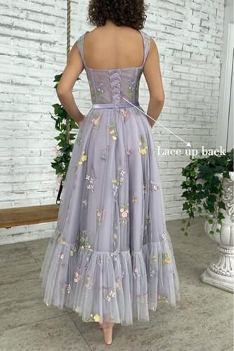Women's Flower Embroidery Tulle Dresses 2025 Formal Evening Party Gowns2