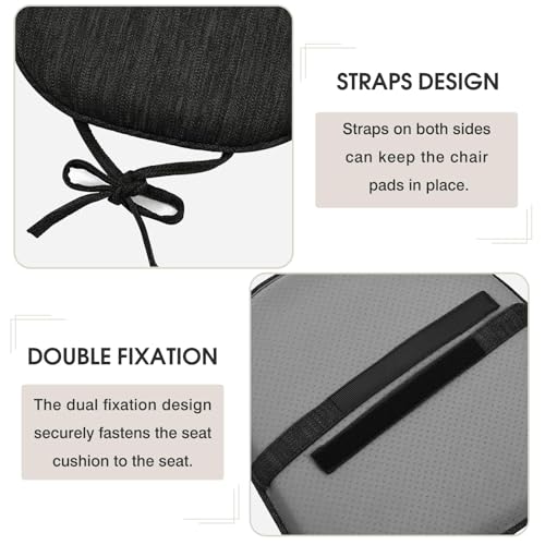 Image of baibu Set of 2 Memory Foam Dual-Layer Design Metal Dining Chair Pads Bar Stool Cushion with Ties for Metal Chairs or Bar Stools - 2 Cushions Only (Gray Black, 14 inch (35cm) 2PC)