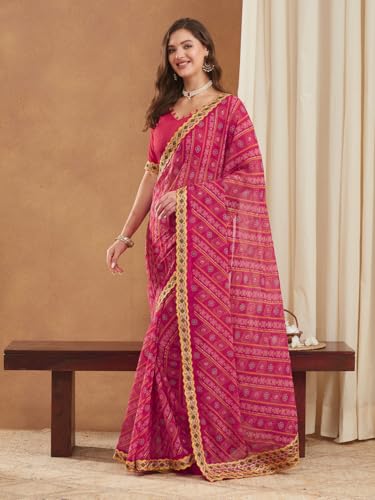 Image of Women's Banarasi Silk With Jacquard Print Saree With Blouse