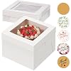 Kootek 10pcs Cake Boxes, 12x12x8 Inches Tall Cake Box with Window, White Bakery Boxes, Large Baking Boxes, Square Cardboard Cake Box for Multi-Layer Cakes, Cake Decorating Supplies for Gift Giving