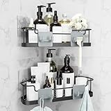 Orimade Corner Shower Caddy Organizer Basket with Hooks Adhesive No Drilling Wall Mount Bathroom Shelf Shampoo Holder Storage Rack Rustproof, 2 Pack-Black, Only for 90-Degree Corner