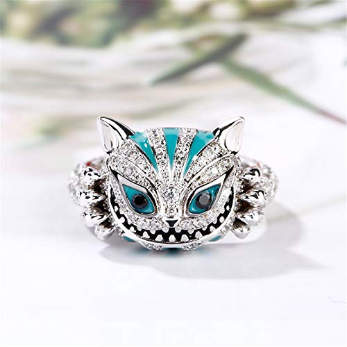 Jeulia 4.08 Carat Cheshire Cat Rings for Women Sterling Silver Enamel Rings Handmade White Diamond Animal Rings Bridal Set Wedding Engagement Anniversary Promise4