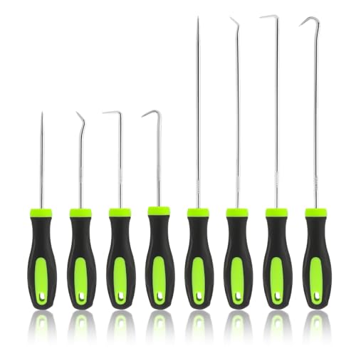QKDS 8-Piece Pick and Hook Set, Precision Automotive Hook Set, Pick Tool Set for Car Auto Oil Seal/O-Ring Seal Gasket Pick Mini Hooks Puller Remover, Practical Tool(Color:Green Black)