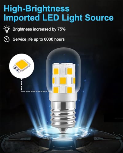 Image of SerBion LED Microwave Light Bulb Under Hood 40W Equivalent-125V E17 Base for Whirlpool Microwave Light Bulb - 3W 400LM Dimmable Range Hood T7 Appliance Oven Light Bulbs, 2 Packs (2700K Warm White)