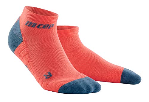 CEP Women's No Show Compression 3.0 Run Socks Coral/Grey Size 2