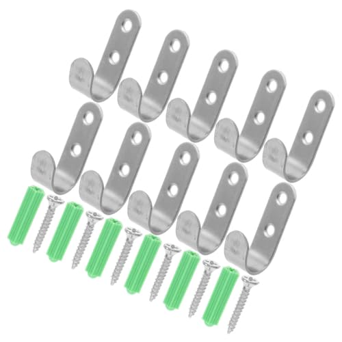 Veemoon 10 Sets Metal Hooks for Trailer Tarps with Screws and Expansion Plugs Heavy Duty Wall Mounted Utility Hooks for Camping and Garage Storage