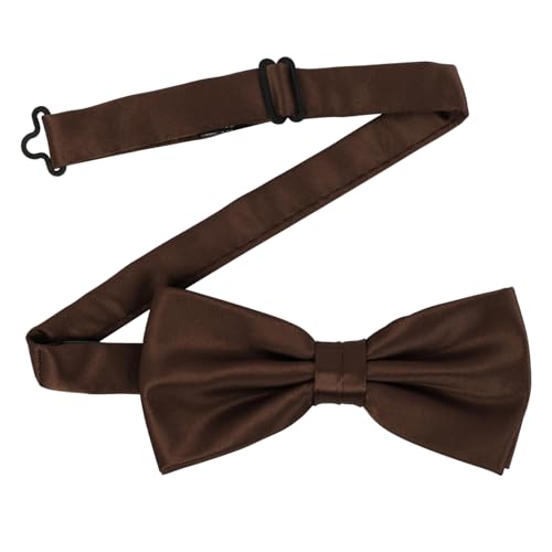 PAPA LEGGENDA Solid Color Pre-tied Adjustable Bow Tie for Men Coffee Brown Ideal for Weddings Formal Occasions Fashion Accessory